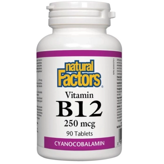 Natural Factors Vitamin B12/ Витамин В12 (цианокобаламин) 250 mcg х 90 таблетки