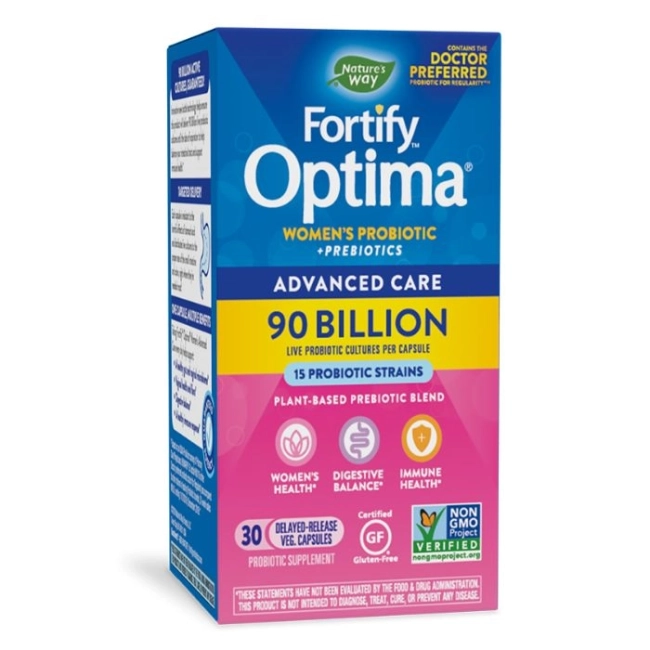 Nature’s Way Пробиотик + пребиотици за жени – специална грижа - Fortify Optima Women’s Probiotic, 90 млрд. активни пробиотици, 30 капсули