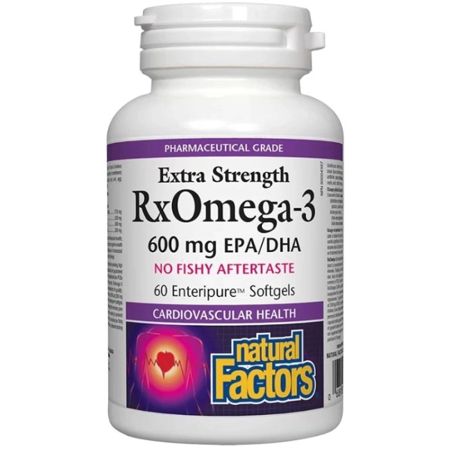 Natural Factors RxOmega-3 Extra Strength / Рибено масло, 1170 mg (600 mg EPA/DHA) х 60 софтгел капсули