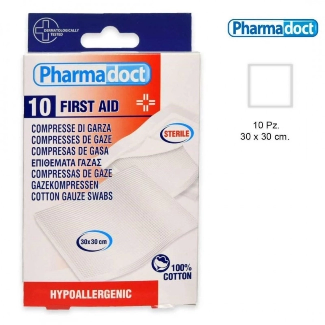 Pharmadoct СТЕРИЛНА памучна марля 30x30 см 10 броя