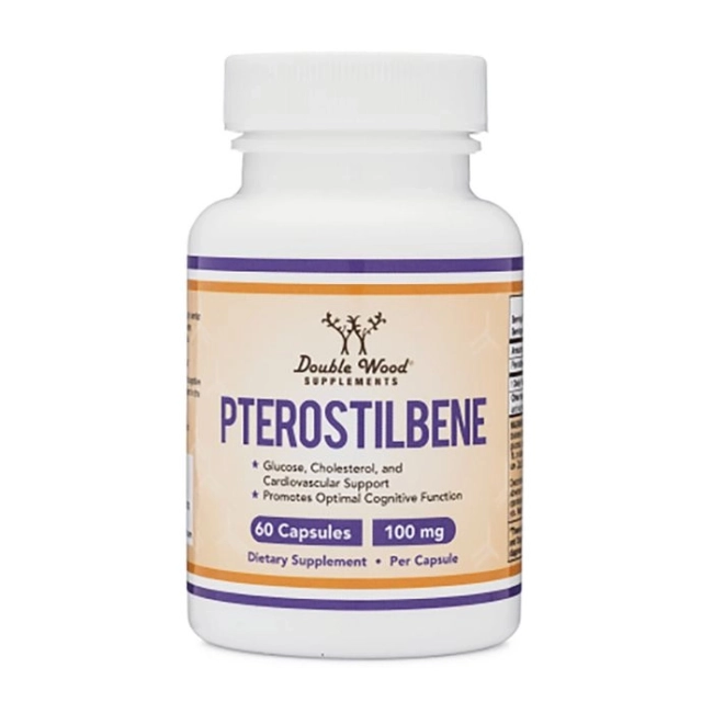 Double Wood Pterostilbene / Птеростилбен, 100 mg, 60 капсули