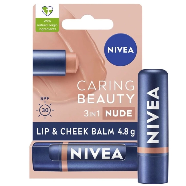 Nivea Caring Beauty Lip & Cheek Nude Балсам за устни и скули SPF30 4.8 гр