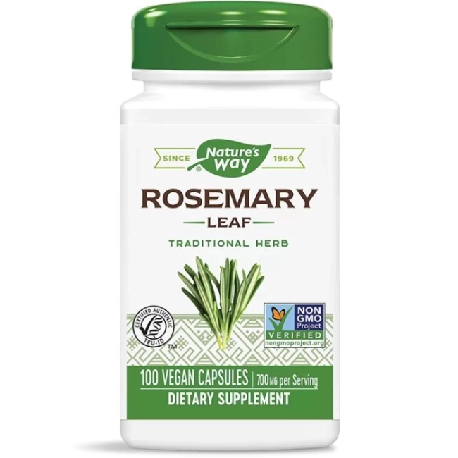 Nature’s Way Розмарин - Тоник за мозъка - За стимулиране на фокуса, паметта и мозъчната функция, 350 mg, 100 капсули