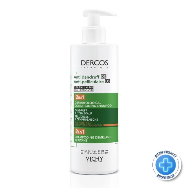 Vichy Dercos Шампоан + Балсам 2в1 против пърхот 390 мл