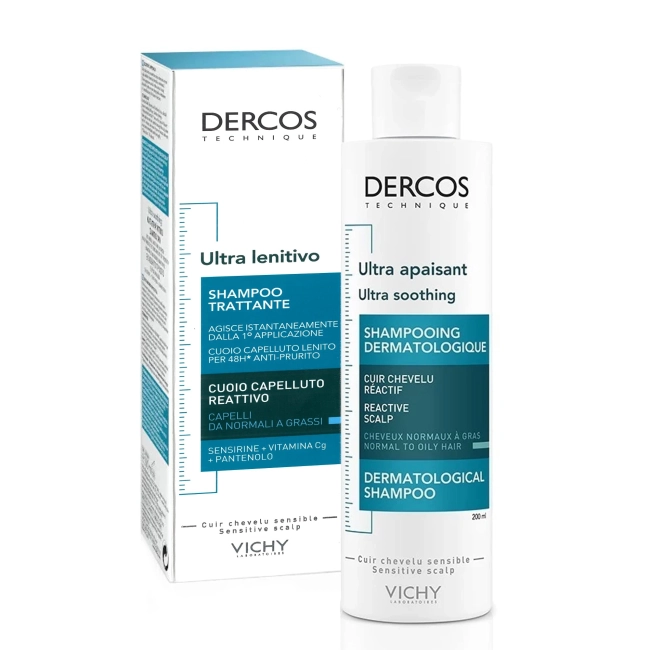 Vichy Dercos Ultra Soothing Успокояващ шампоан за нормална до мазна коса 200 мл