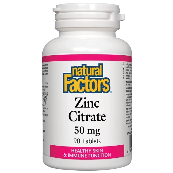 Natural Factors Zinc Citrate / Цинк (цитрат) 50 mg х 90 таблетки