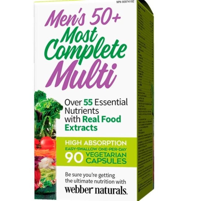 Webber Naturals Мултивитамин за мъже 50+ - Мen’s Most Complete Multi 50+, 90 V капсули