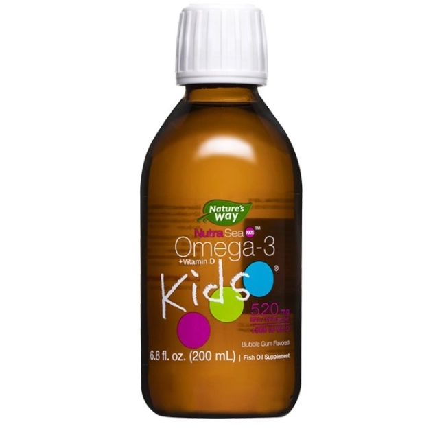 Nature’s Way Омега-3 + витамин D3 за деца – NutraSea Kids - Високоусвоима течна формула, 200 ml, с вкус на дъвка