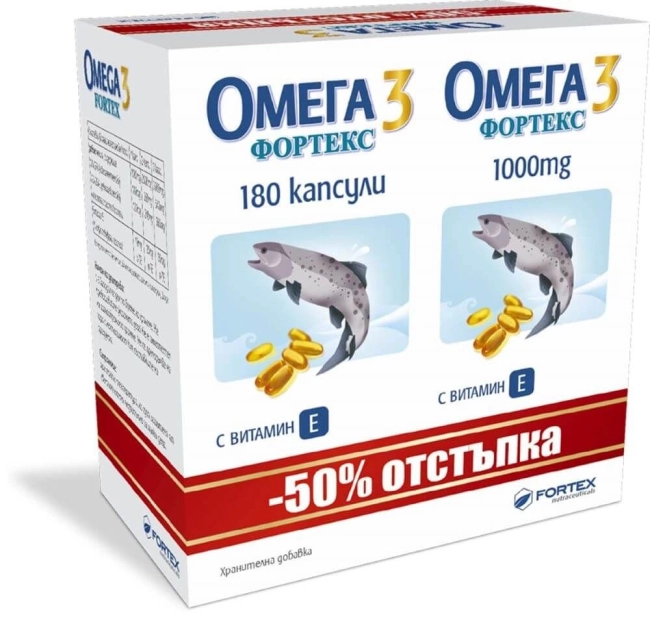 Fortex Омега-3 + Витамин Е 1000 мг 90+90 капсули промо пакет