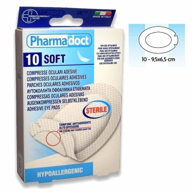 Pharmadoct Стерилна марля компрес за очи 9,5х6,5 см 10 бр