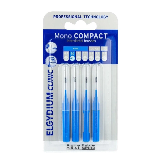 Elgydium Clinic Mono Compact Интердентални четки в синьо 0,8 мм 4 бр