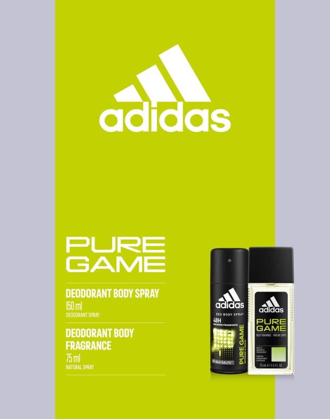 Adidas Pure Game Подаръчен комплект за мъже Дезодорант 150мл+75мл Део нат. боди спрей