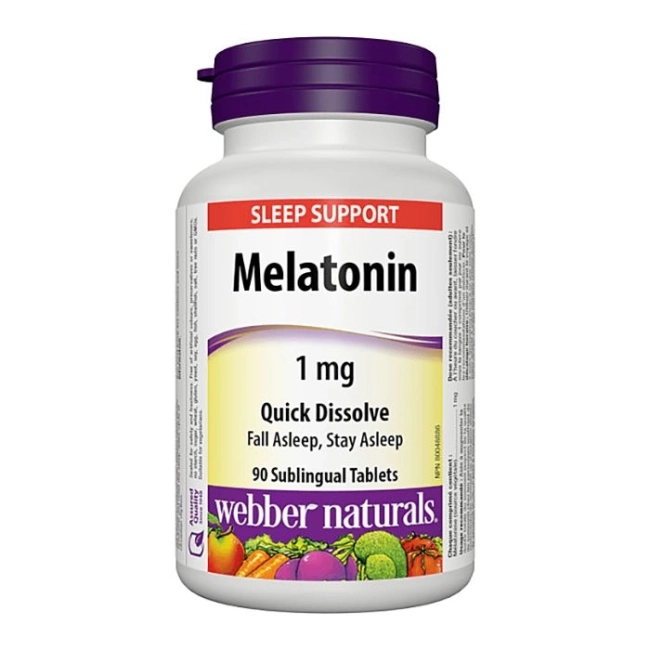 Webber Naturals При безсъние - Мелатонин 1 mg, 90 сублингвални таблетки
