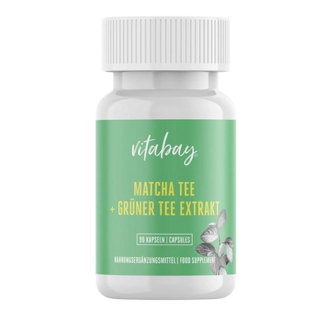 Vitabay Matcha Tee & Grüner Tee Extrakt - Матча чай и екстракт от зелен чай, 90 капсули