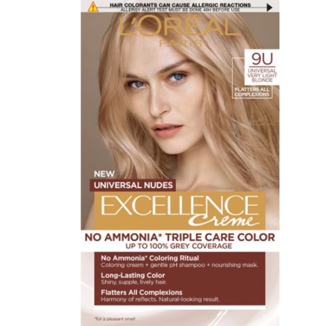 L’Oreal Excellence Universal Nudes Безамонячна боя за коса цвят 9U Very Light Blonde