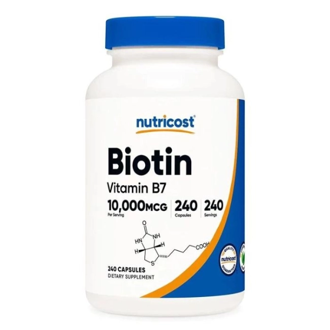 Nutricost Коса и кожа - Биотин (Витамин В7), 10000 µg х 240 капсули