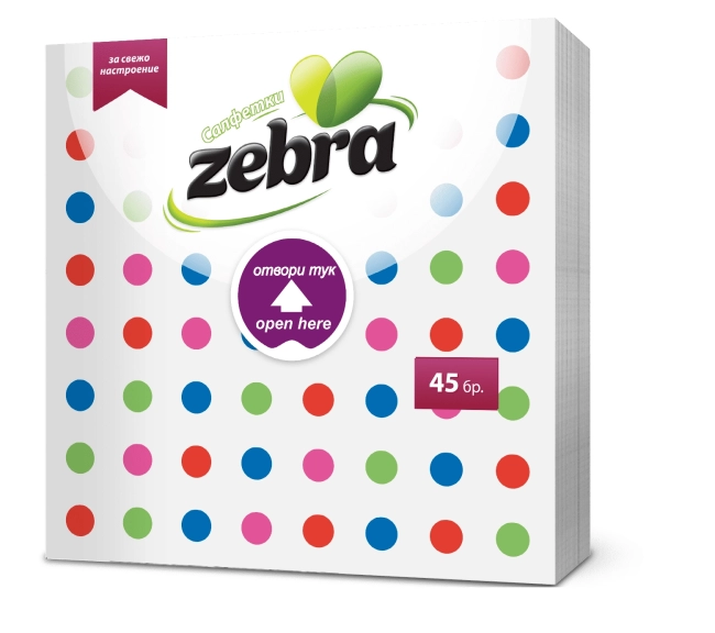 Zebra Еднопластови Салфетки на точки 33/33 45 бр.