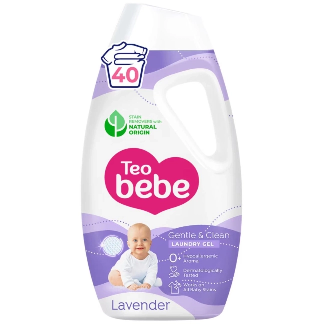 Teo Bebe Gentle&Clean Течен перилен препарат 1,8 л, Lavender, 40 изпирания