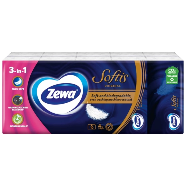 Zewa SOFTIS Original Носни кърпи 4 пласта 10 броя пакет