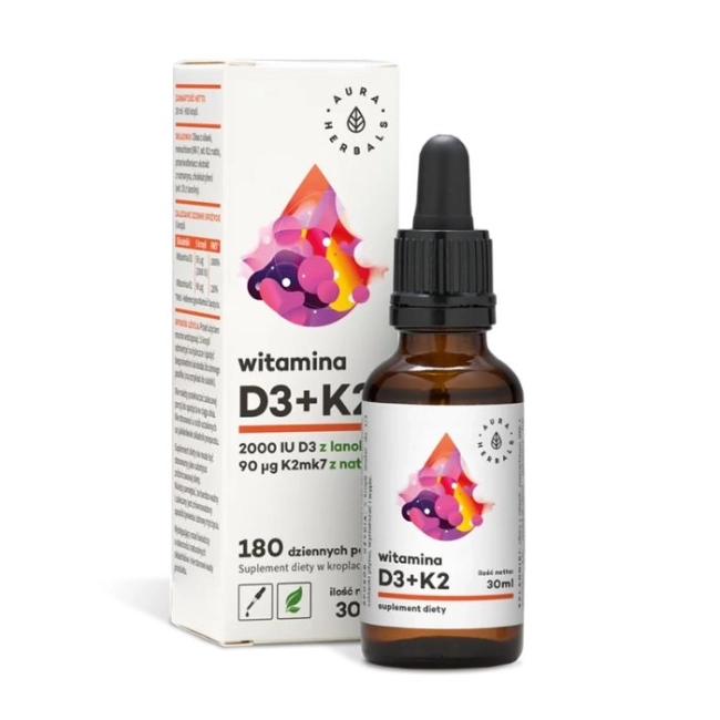 Aura Herbals Кости и зъби - Витамин D3 + K2, 30 ml капки