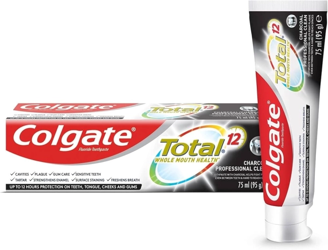 Colgate Total Charcoal & Clean Антибактериална паста за зъби с въглен 75 мл