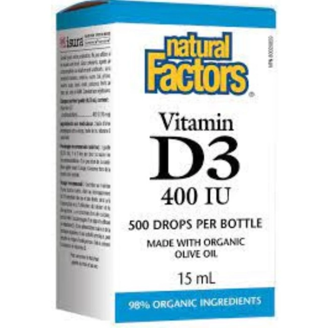 Natural Factors Vitamin D3/ Витамин D3 400 IU x 15 ml/ 500 дози