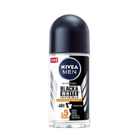 Nivea Men Black & White Invisible Ultimate Impact Дезодорант рол-он против изпотяване за мъже 50 мл