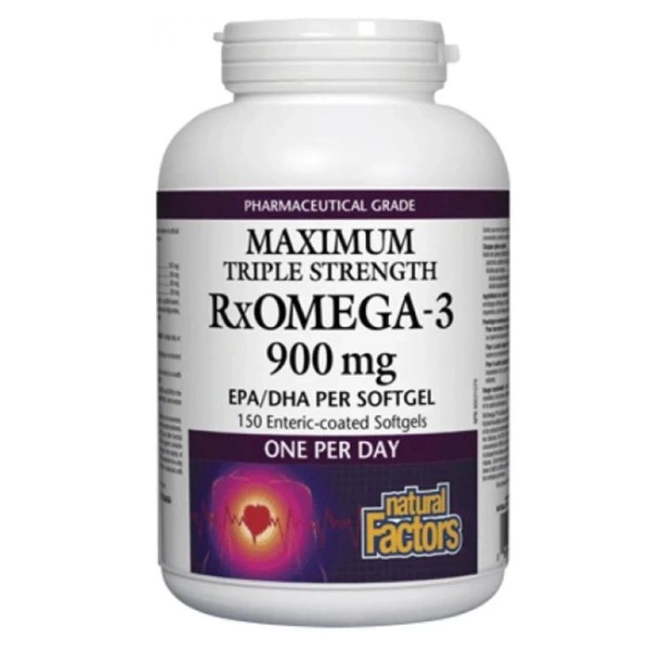 Natural Factors RxOmega-3 Maximum Triple Strength / Рибено масло, 1425 mg (900 mg EPA/DHA)х 150 софтгел капсули