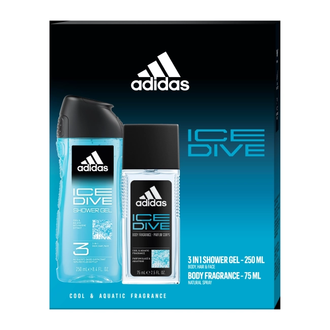 Adidas Men Ice Dive Подаръчен комплект за мъже Деo 75мл+250мл душ гел 3в1