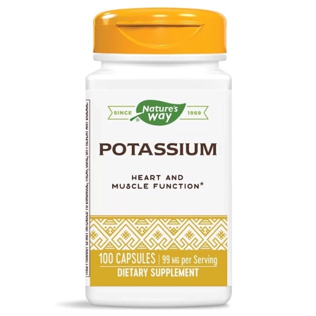 Nature’s Way Калий - здраве за сърдечно-съдовата система и мускулите, 99 mg, 100 капсули