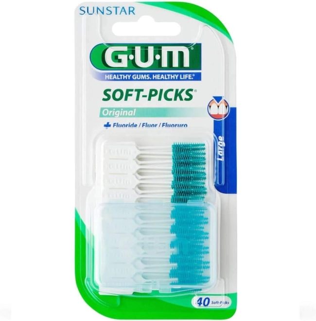 GUM Клечки за зъби със силиконов накрайник 40 броя LARGE блистер