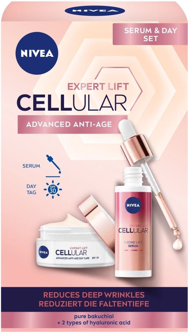 Nivea Cellular Expert Lift Комплект от дневен крем SPF30 и серум против бръчки 50 мл + 30 мл