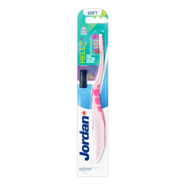 Jordan Hello Smile 9+ години Soft Детска четка за зъби с магнит