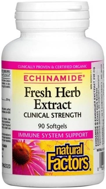 Natural Factors Echinamide® Fresh Herb Extract/ Ехинацея екстракт 250 mg х 90 софтгел капсули