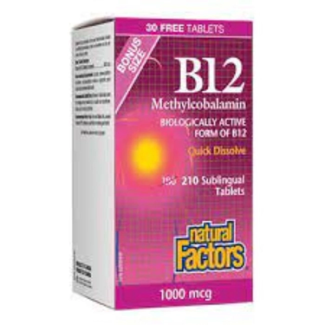 Natural Factors B12 Methylcobalamin/ Витамин В12 (метилкобаламин) x 210 сублингвални таблетки