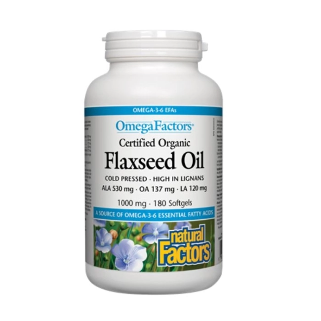 Natural Factors Flaxseed Oil/ Ленено масло 1000 mg х 180 софтгел капсули