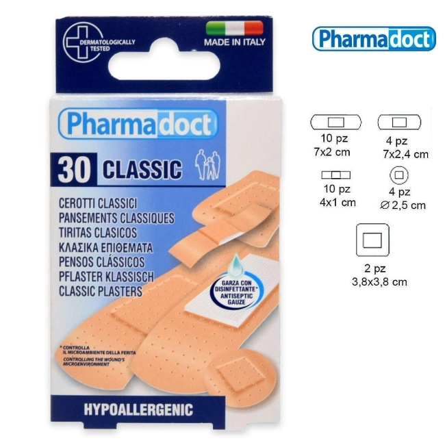 Pharmadoct Classic Водоустойчив пластир с антисептична подложка 30 бр