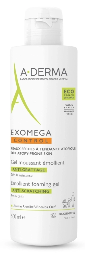 A-Derma Exomega Control Емолиентен пенещ се гел за лице и тяло 500 мл