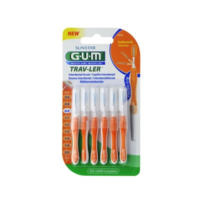 GUM интердентална четка за зъби 0,9 мм х 6 бр. TRAV-LER