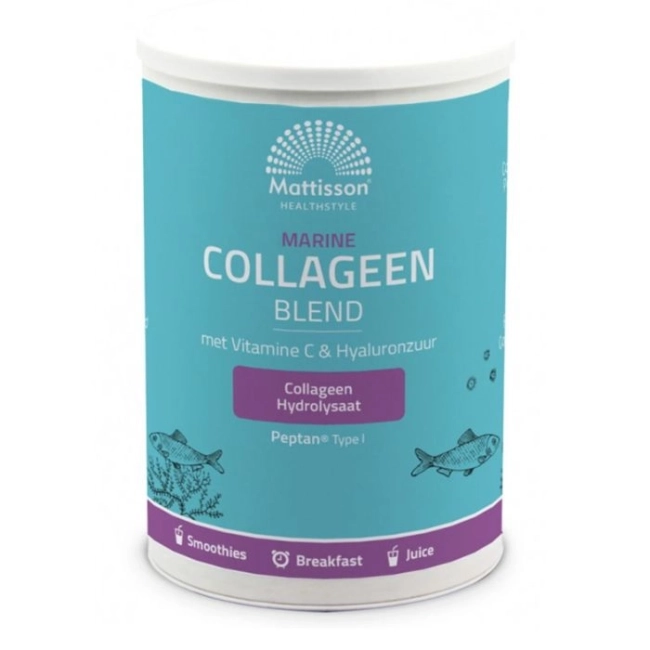 Mattisson Healthstyle Рибен колаген тип I с витамин С и Хиалуронова киселина - Marine Collagen Peptan, 300 g