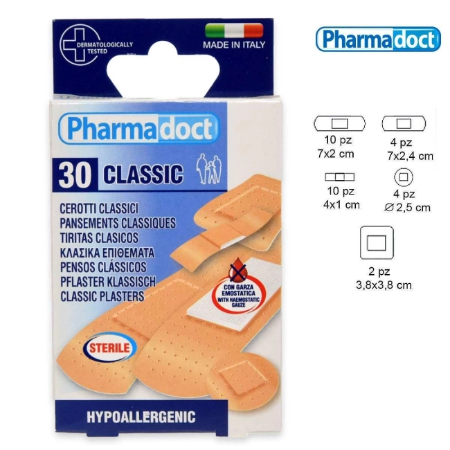 Pharmadoct Classic Хемостатичен водоустойчив пластир 5 размера 30 броя