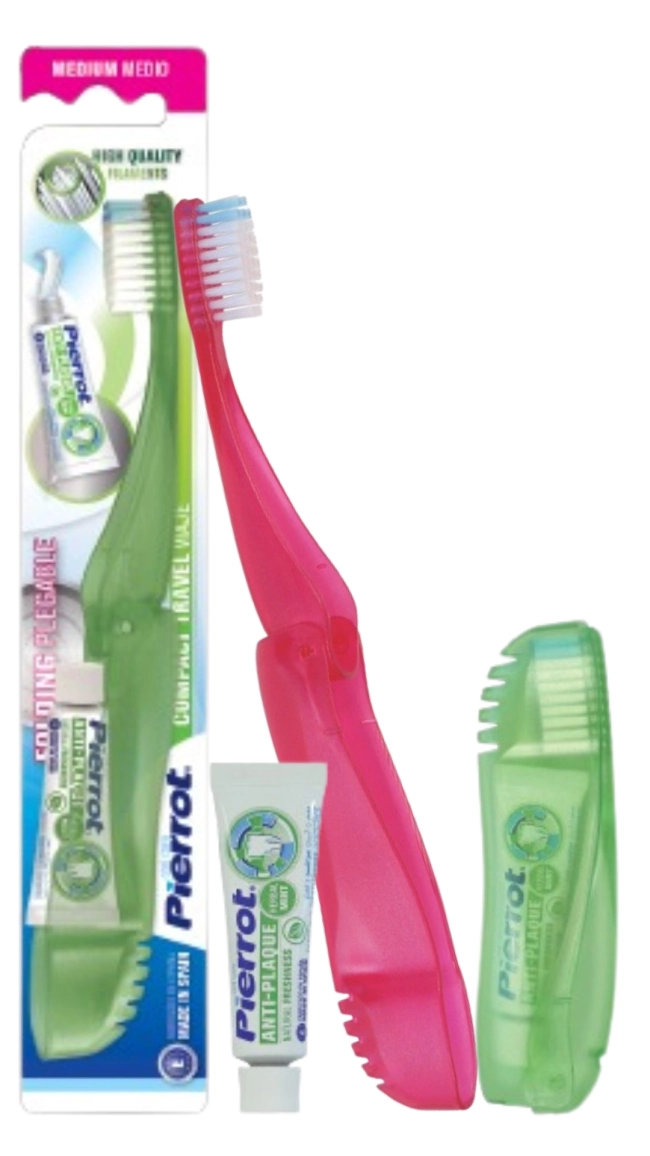 Pierrot Compact Travel Четка за зъби Medium за възрастни + 5 мл паста за зъби