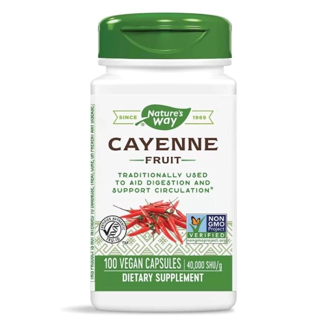 Nature’s Way Лют червен пипер - Кръвообращение, храносмилане, метаболизъм, 450 mg, 100 капсули