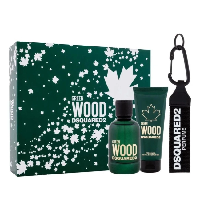 Dsquared2 Green Wood Комплект за мъже EDT 100 ml + Душ-гел 100 ml + Ключодържател