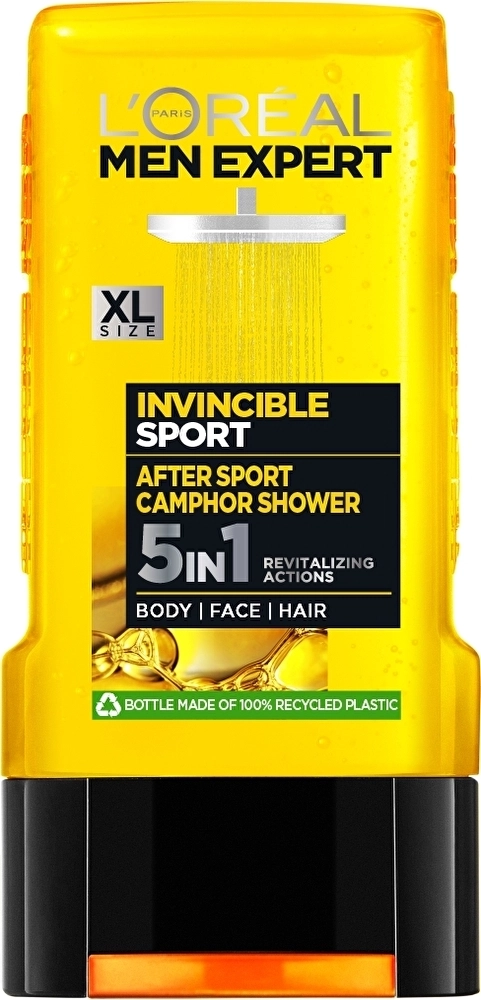 L’Oreal Men Expert Invincible Sport Ревитализиращ душ-гел за тяло и коса за мъже 5в1 300 мл