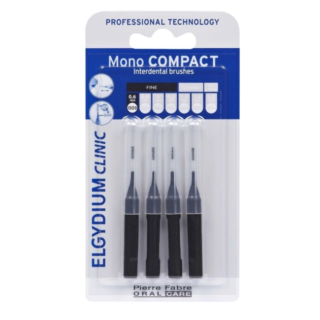 Elgydium Clinic Mono Compact Интердентални четки цвят черен 0.6 мм 4 броя