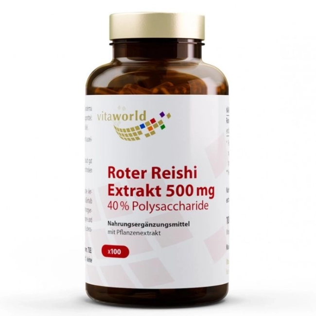 Vita World Roter Reishi extrakt / Червено Рейши 500 mg, 100 капсули