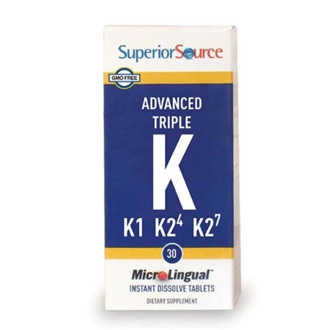 Superior Source Витамин К (К1, К2 МК-4, МК-7) - Advanced Triple K, 30 сублингвални таблетки