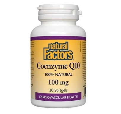 Natural Factors Coenzyme Q10 100% Natural Антиоксидант за енергия и нормална сърдечна функция 100 мг х 30 софтгел капсули