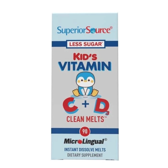 Superior Source Витамини С + D - формула за деца Kids Vitamine C+D, 90 сублингвални таблетки